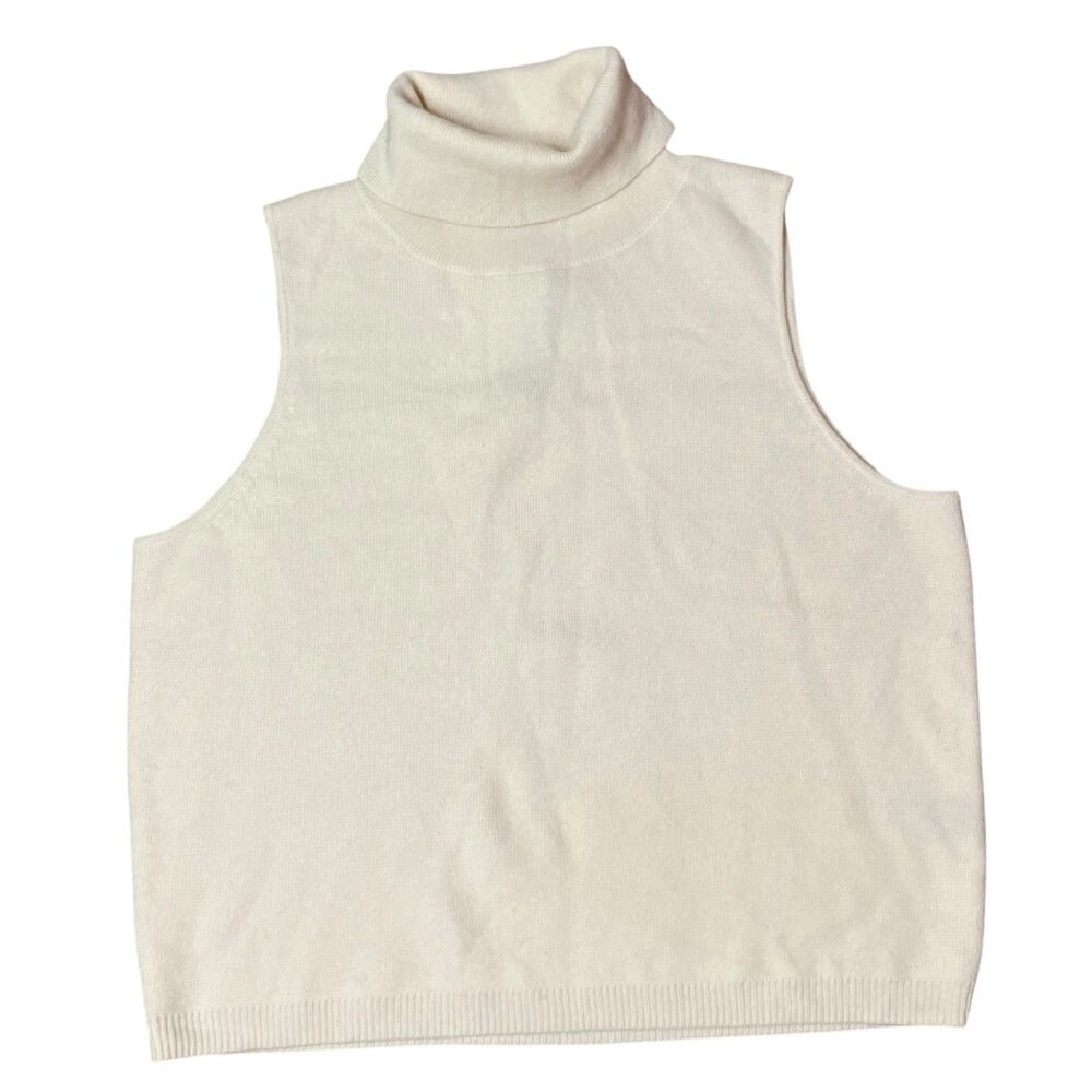 J Crew Cashmere Mockneck Sweater Shell Womens M Ivory Sleeveless Luxury‎ BS973 - Picture 10 of 11